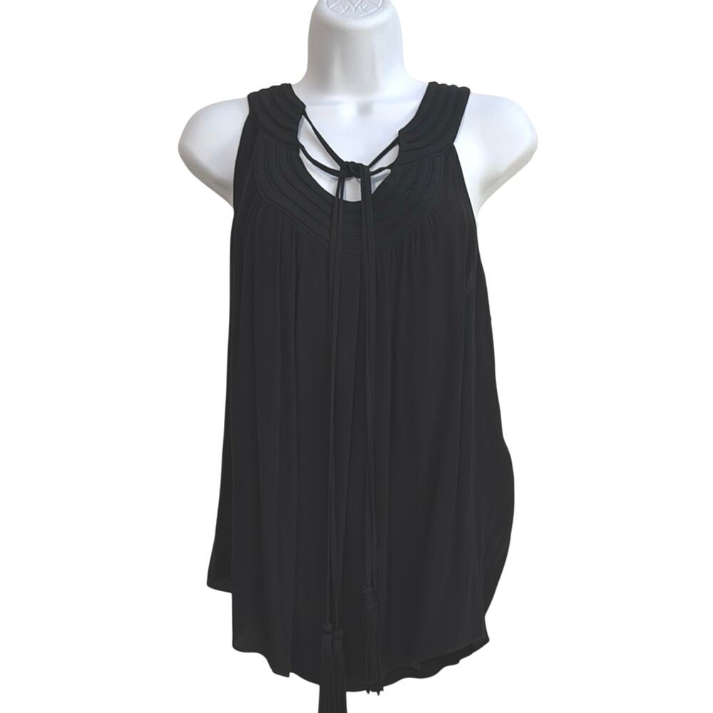 Diane Von Furstenberg Authentic Holiday Tank Top with Tassle Ties Black 6 EUC